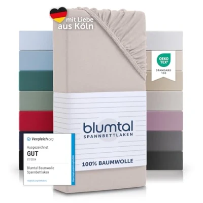 Afbeelding van Blumtal Hoeslaken Fitted Sheet Jersey Katoen 180 x 200 30 cm Ivoor