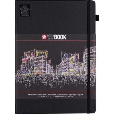 Afbeelding van Schets notitieboek Sakura A4 140gr 80vel zwart