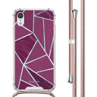 Afbeelding van iMoshion Hoesje Geschikt voor iPhone Xr met Koord Design Meerkleurig / Bordeaux Graphic