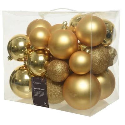 Afbeelding van Decoris Kerstballen Kerstboomversiering Goud 26 stuks 3 Assortiment
