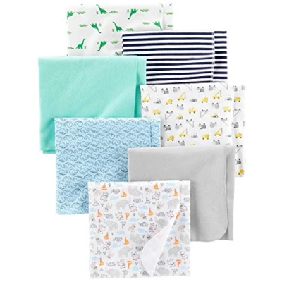 Afbeelding van Simple Joys by Carter&#039;s Flanellen lankets voor baby&#039;s, uniseks, mintgroen/blauw/wit, eenheidsmaat