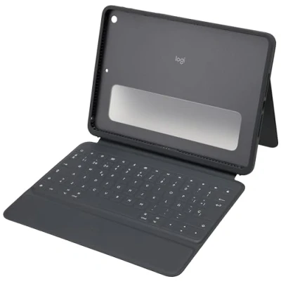 Afbeelding van Logitech Rugged Folio voor iPad (7e, 8e en 9e generatie), beschermhoes toetsenbord, Italiaans QWERTY zwart