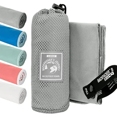 Afbeelding van Backpacker&#039;s Journey Microvezelhanddoeken, maat S, M, L, XL, set lichte reishanddoeken, sneldrogend, absorberend en antibacterieel