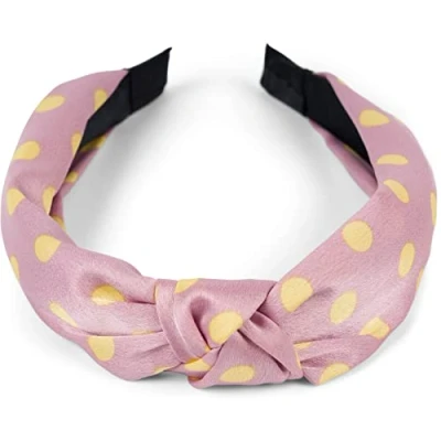 Afbeelding van styleBREAKER 04026015 Haarband voor dames met stippen en strikken in retrostijl, rockabilly, vintage look, haarband, kleur: donkerblauw curry