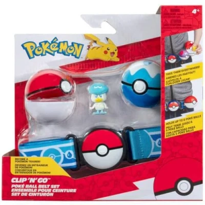 Afbeelding van Pokémon PKW Clip &#039;N&#039; Go Poke Ball Riem Set (Quaxly #1 met Level Bal, Beste Bal en Quaxly Thema Riem)