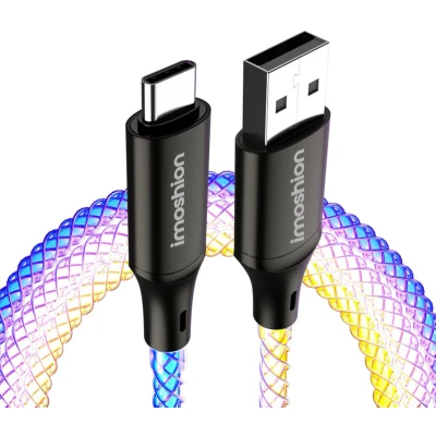 Afbeelding van iMoshion USB C naar A Kabel 1 meter RGB Gaming Snellader Oplaadkabel Aluminium Meerkleurig