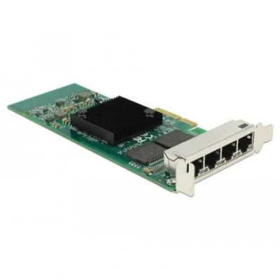 Image de Delock PCI Express Card &gt; 4 x Gigabit LAN Adaptateur réseau PCIe 2.1 x4 profil bas Ethernet