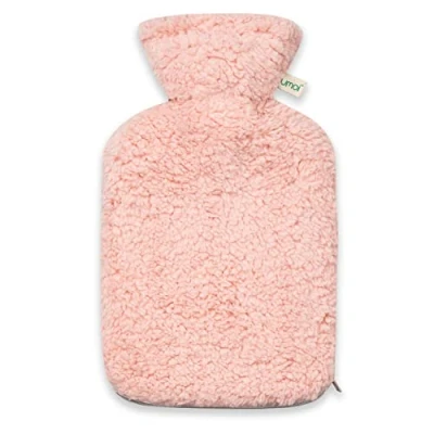 Afbeelding van Premium warmwaterkruik 2 liter natuurlijk rubber met knuffelige teddy overtrek extra binnenvoering en ritssluiting, bedfles, warmtekruik BS1970:2012 gecertificeerd (roze)