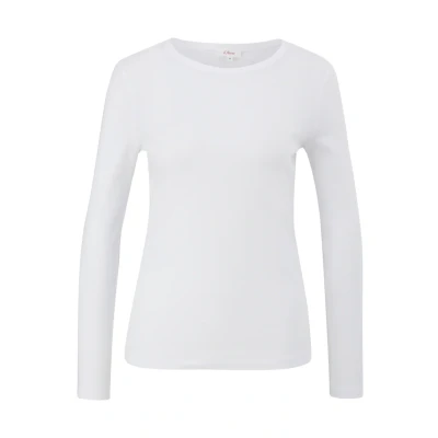 Afbeelding van s.Oliver MIT Rippstruktur Longsleeve, Dames, Maat: 34, Weiß