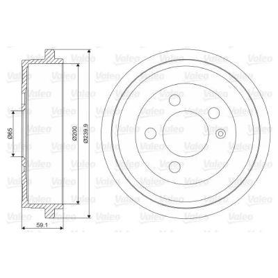 Afbeelding van VALEO 237099 Remtrommel Zonder ingebouwd wiellager, ABS sensorring 240 Achteras VOLKSWAGEN: Polo V Hatchback, IV Fox Hatchback