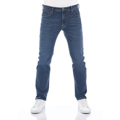 Afbeelding van Lee Heren Jeans Broeken Daren Zip Fly regular/straight Fit Blauw Volwassenen Denim Jeansbroek