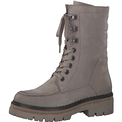 Afbeelding van Marco Tozzi Enkellaarsjes met plateauzool, Dames, Maat: 41, Taupe nubuck Leer