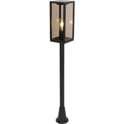 Afbeelding van QAZQA Staande buitenlamp zwart met smoke 100 cm IP44 Charlois
