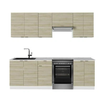 Afbeelding van Vicco Fame Line Complete keukeneenheid 240 cm zonder werkblad Eiken paneel/wit