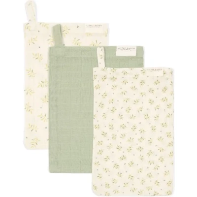 Afbeelding van Little Dutch Washandje Hydrofiel Blueberry Leaves &amp; Sage 3st