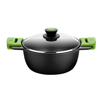 Afbeelding van BRA Prior Kookpan hoog 28 cm, gegoten aluminium, met antiaanbaklaag, Teflon innovaties zonder PFOA, glazen deksel en afneembare siliconen handgrepen, voor alle warmtebronnen, inclusief inductie