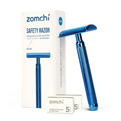 Image de ZOMCHI Rasoir de surete femme metal Manuel homme et sécurité reutilisable Bleu noble