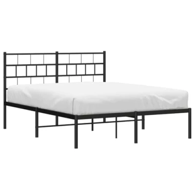 Afbeelding van Bedframe met hoofdbord metaal zwart 135x190 cm