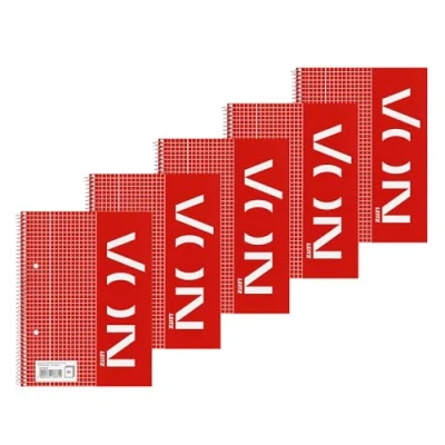 Afbeelding van Leitz Set van 5 A5 notitieblokken geruit met rand links, 160 pagina&#039;s, 80 vellen, ideaal voor kantoor, studie en school, links