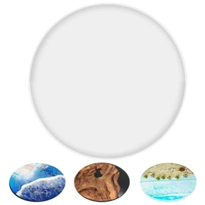 Afbeelding van siliconen vorm, grote schaal van epoxyhars, rond, voor onderzetters, decoratieve borden