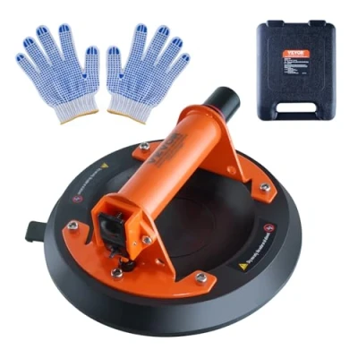 Image de VEVOR Ventouse de Carrelage 203 mm Vitre Charge 278 kg avec Poignée ABS Boîte Transport PP Paire Gants Levage Industriel pour Plaques Verre Granit Métal Bois