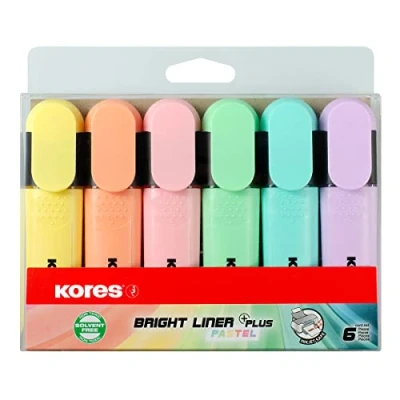 Afbeelding van Kores markeerstift &quot;BRIGHT LINER&quot; pastel, doos van 6
