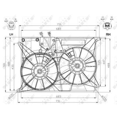 Afbeelding van NRF 47574 Radiator Ventilator 335 12 200/150 Met ventilatorraamwerk