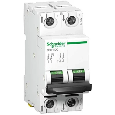 Afbeelding van Schneider Electric A9N61528 C60H automatische schakelaar, speciaal DC 500 V, 2P, 10 A, C curve, wit