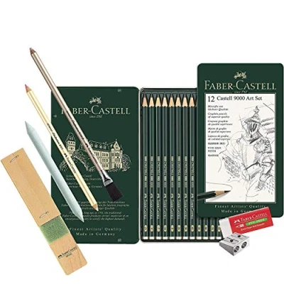Afbeelding van Faber Castell 119065 9000 Potloden, 8b 2h, basisassortiment graphit kunst set, 12 stuks
