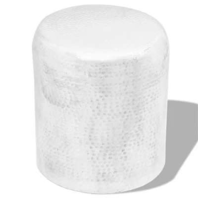 Afbeelding van vidaXL Krukje/bijzettafeltje gehamerd aluminium zilverkleurig