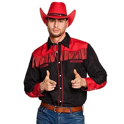Afbeelding van Boland Shirt Western zwart/rood (XL) Volwassenen Cowboy Indiaan
