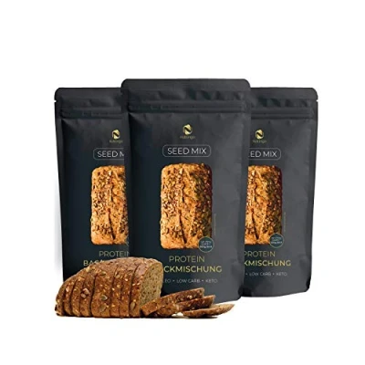 Afbeelding van Nutringo Broodbak Mix zonder Koolhydraten Eiwitrijk met 20% eiwitten (3x200g) Koolhydraatarm 4g. Glutenvrij Keto diet voor het opbouwen van spieren Ideaal brood diabetici