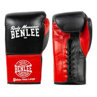 Afbeelding van BENLEE Rocky Marciano Unisex Volwassenen Typhoon Leather Contest Handschoenen Zwart / Rood 25 oz R