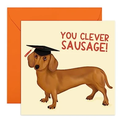 Afbeelding van Central 23 Mooie afstudeerkaart voor haar &quot;You Clever Saucisse&quot; Gefeliciteerde kaart hem Wenskaarten Wordt geleverd met grappige stickers