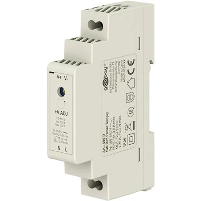 Afbeelding van goobay 59573 voeding op hoedprofiel, transformator, 12 V, ideaal voor bewaking en toegangssystemen, deurintercom, DIN rail 1,25 A 15 W