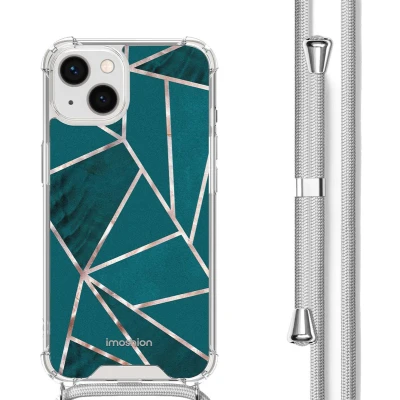 Afbeelding van iMoshion Hoesje Geschikt voor iPhone 13 met Koord Design Meerkleurig / Petrol Green Graphic
