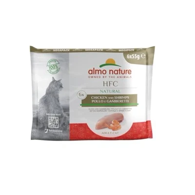 Afbeelding van 6x55g Kip/Garnaal Almo Nature Classic Kattenvoer