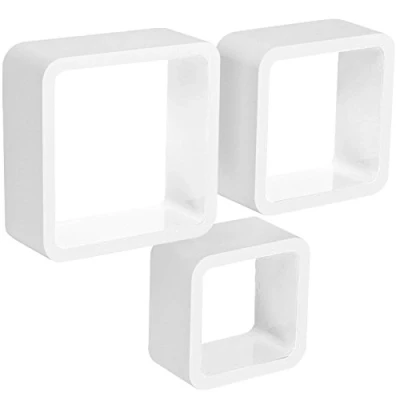 Afbeelding van WOLTU RG9236ws Wandrek voor slaapkamer, woonkamer, modern MDF hout, 3 stuks, verschillende diameter, wit