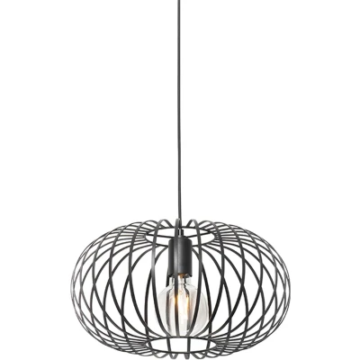 Afbeelding van QAZQA Design hanglamp zwart Johanna