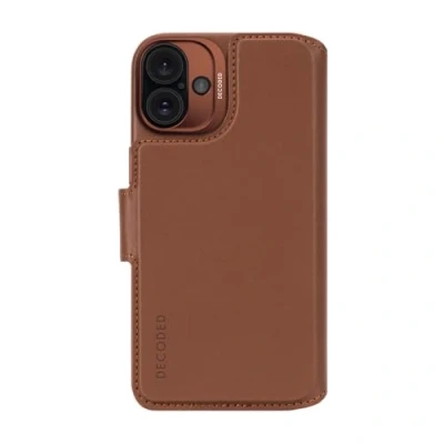 Afbeelding van DECODED Leren Detachable Wallet Case voor iPhone 16 Plus 2 in 1 Magnetisch Afneembaar Hoesje met Pasjeshouder Premium ECCO Leer Geschikt MagSafe Bruin