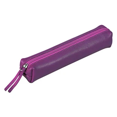 Afbeelding van Clairefontaine 410155C klein, slank etui van echt leer, 19,5 x 2,5 4 cm, paars getint