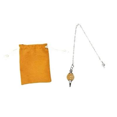 Afbeelding van Edelsteen, kristallen slinger, kogelslinger, vintage, radiesthesie pendel, chakra Reiki waarzegging meditatie Wicca (topacie)