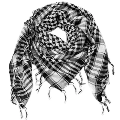 Afbeelding van TRIXES Keffiyeh sjaal van licht katoen, militaire stijl, voor airsoft, Zwart en wit, één maat, wit.
