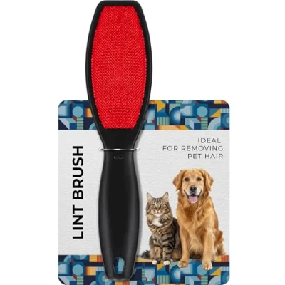 Afbeelding van DecorRack 1 x dubbelzijdige pluisborstel, pluisborstel voor kleding en meubels, verwijdert katten hondenhaar van tapijten kleding, draagbaar