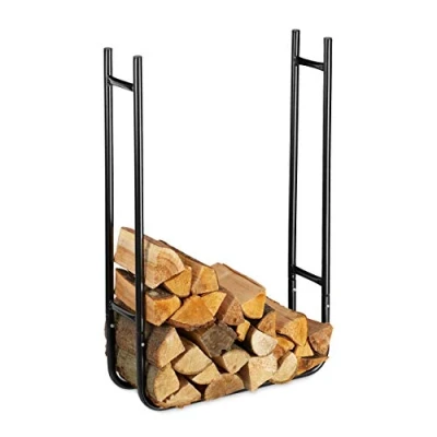 Afbeelding van Relaxdays houtopslag smal haardhout opslag brandhoutrek metaal binnen &amp; buiten