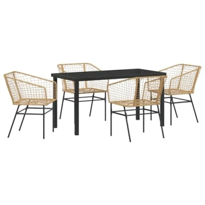 Afbeelding van vidaXL 5 Delige Tuin Eet Set Bruin Poly Rattan