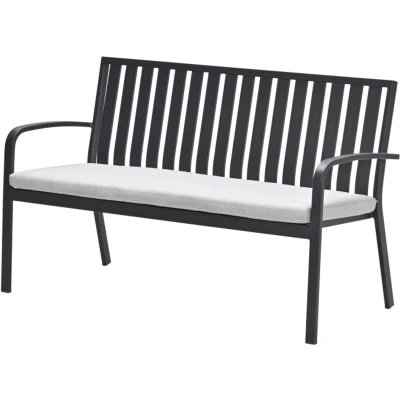 Afbeelding van Bruno Parkbank 150 cm Carbon Black Valley Sand Garden impressions