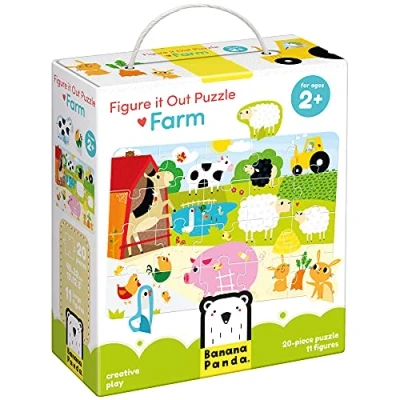 Afbeelding van Banana Panda puzzel Boerderij met 11 speelfiguren 2+ 20 stukjes