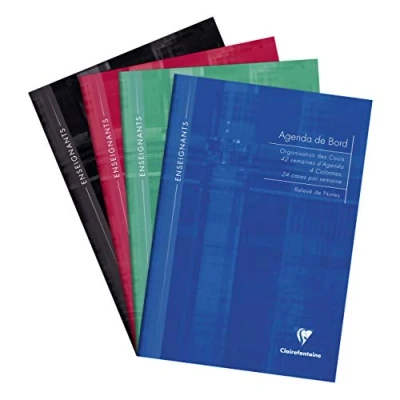 Image de Clairefontaine 9059C Un Agenda de Bord Rembordé Rigide 4 Colonnes (24 cases/semaine) A4 21x29,7 cm 144 Pages (42 semaines) Papier Blanc 90 g Couverture Carte Pelliculée Couleur Aléatoire