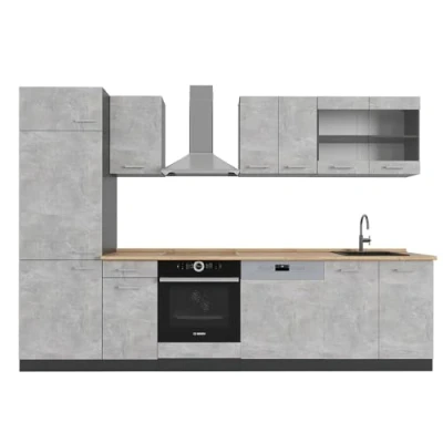 Afbeelding van Vicco Complete keukeneenheid R Line, Beton/antraciet, 300 cm zonder werkblad